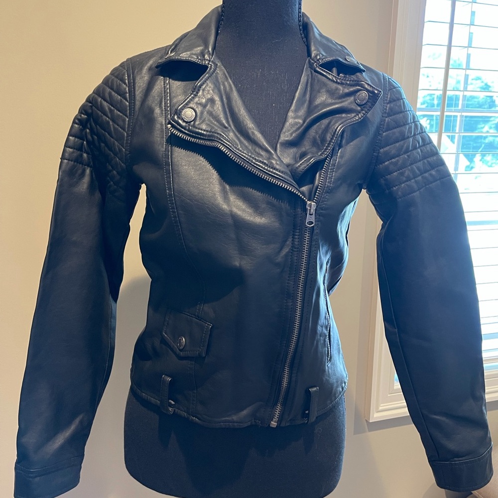 Girls faux leather moto jacket.